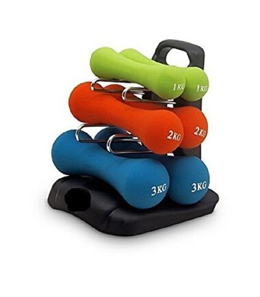 Bodyfit 123KG Dumbbells Set With Rack