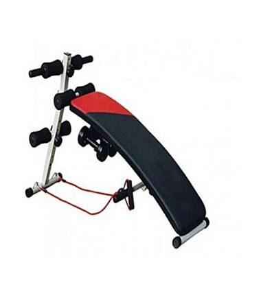Bodyfit Sit Up Bench With Dumbbells And Pull Up Spring For Arm Coiling Exercise