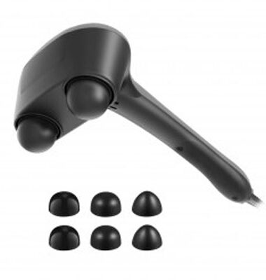 Handheld Dual-node Percussion Massager with Replaceable Attachments