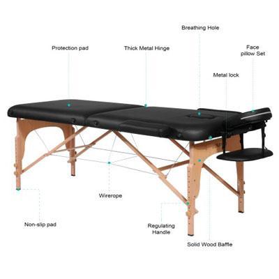 Fordable Massage Bed with Wooden Feet