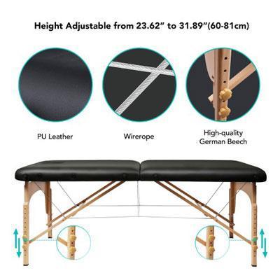 Fordable Massage Bed with Wooden Feet