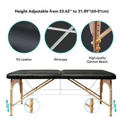 Fordable Massage Bed with Wooden Feet5